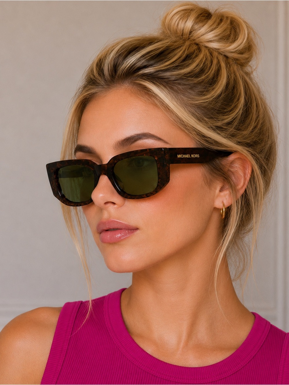 Michael Kors MK2239U Denali 4028/2 1N Tortoise Rectangular Sunglasses 52-20-145 - Picture 1 of 11